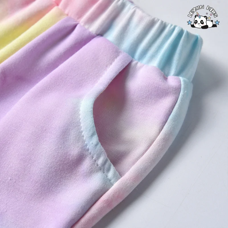 LEZONKIDS - Customizable Winter Autumn Trendy Fashion Tie Dye Hoodie and Joggers Set Tracksuit Kids Girl Fall Clothing